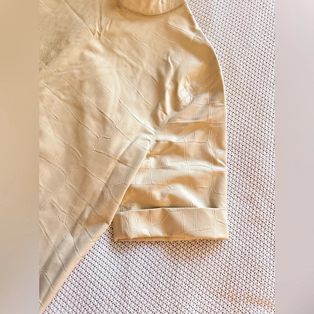NANUSHKA Kaden Vegan Leather Tee Cream Short Sleeve Top